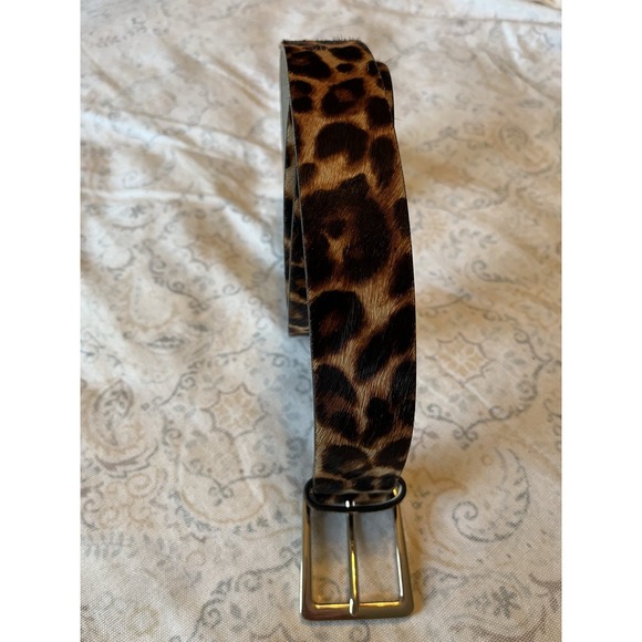 White House Black Market women's Leopard Print Haircalf  genuine Leather Belt - Picture 8 of 8